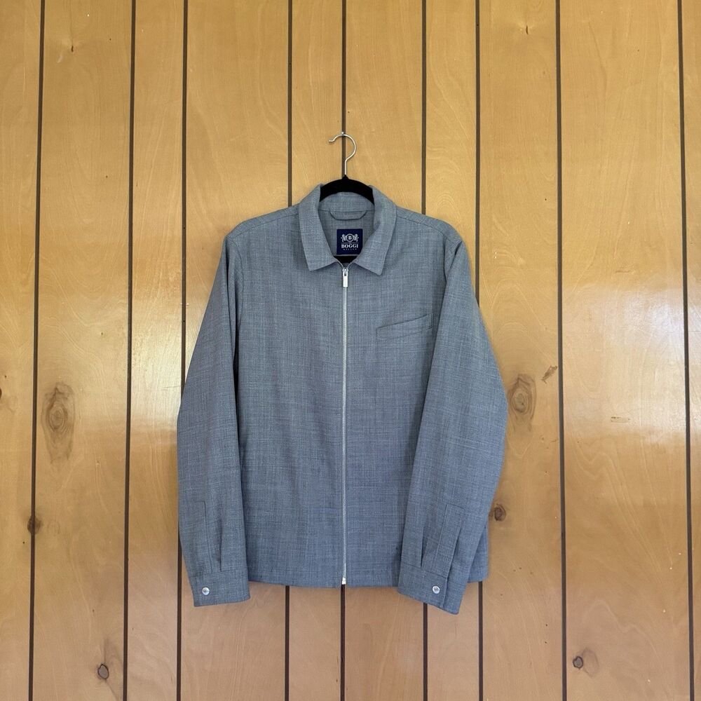 Boggi Milano Grey Technical Bomber Jacket Mens Medium Cotton Blend Made In Italy